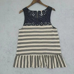 Free People Womens Sleeveless Striped Ruffle Hem Top‎ Size Small  7CT